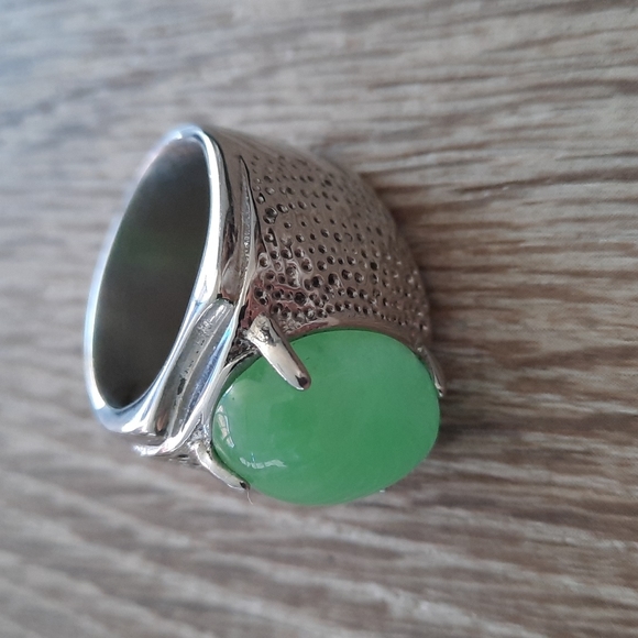 Mens Green Stone Stainless Ring - Picture 1 of 6